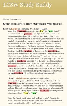 an image of a page with the words, some good advice from exinees who passed