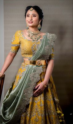 Latest Lehangas Trends 2023, Half Saree Designs For Engagement, Haldi Half Saree, Indian Marriage Outfits For Women, Party Wear Half Sarees, Bridal Half Saree For Engagement, Half Saree Designs South Indian Pattu, Reception Saree For Bride Indian, Telugu Project Work Designs