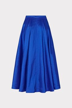 Cut from a bright blue, luxurious and crisp taffeta fabric, this voluminously full skirt falls to a modest, midi length. It has two side pockets and a zipper in the back to close. For the full look, pair it with its coordinated Laney Bow Crop Top. Bow Crop Tops, Taffeta Fabric, Maxi Dress Cocktail, Cocktail Evening Dresses, Full Look, Denim Coat Jacket, Fall Skirts, Swimsuit Cover Ups, Denim Coat