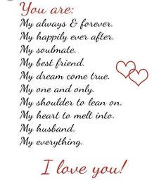 a poem written in red ink with two hearts on the bottom and an i love you message