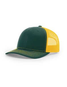 • Richardson 112 Trucker Cap • Adult, One Size Fits All • Adjustable Plastic Snap • 35% Cotton / 65% Polyester Green Trucker Baseball Cap For Sports, Yellow Trucker Hat With Flat Bill, Yellow Sports Trucker Hat With Curved Brim, Yellow Trucker Hat For Outdoor, Yellow Trucker Hat For Sports, Yellow Casual Trucker Hat For Sports, Yellow Cap For Sports Events, Sporty Yellow Baseball Cap For Sports, Yellow Casual Trucker Hat With Flat Bill