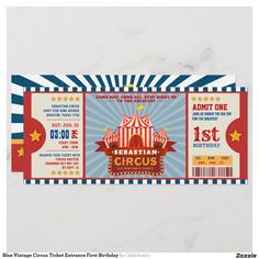 a circus ticket is shown on a white background