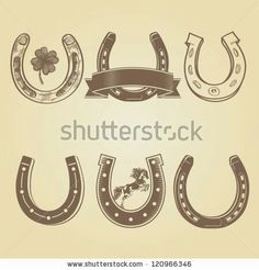 horseshoes with banners and ribbons for the st patrick's day celebration, vintage style