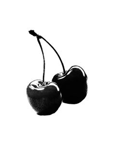 two black and white cherries on a white background