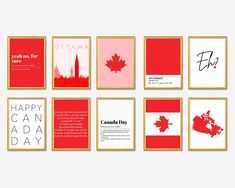 canada day greeting cards with the canadian flag and map in red, white and gold