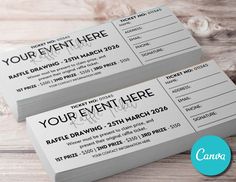 two tickets with the words your event here on them