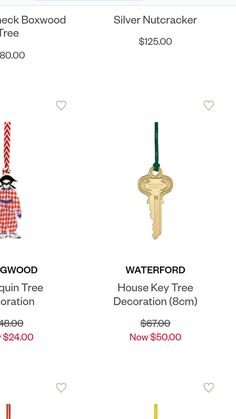 an iphone screenshot shows the price of key chains and other items for christmas tree decorations