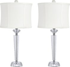 pair of crystal table lamps with white shade