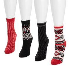 MUK LUKS Holiday Socks are cozy and warm, thanks to the soft wool-blend fabric. Enjoy multiple seasonal patterns and a comfortable crew height in this 4-pair pack. Holiday Boots, Summer Sock, Weather Outfits, Holiday Socks, Cozy Boots, Suede Slippers, Summer Slippers, Knitted Slippers, Platform Slippers