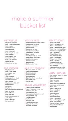 the summer bucket list is shown in pink