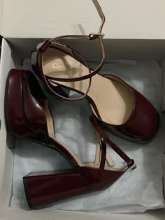 Red Heels Outfit, Graduation Heels, Red Platform Heels, Dark Red Dresses, Heels Prom, Heels Aesthetic, Burgundy Heels, Red Platform, Cute Shoes Heels