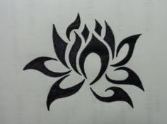 a black and white drawing of a flower with flames on it's center piece