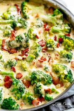 broccoli and bacon casserole in a pan