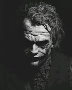 black and white photograph of the joker