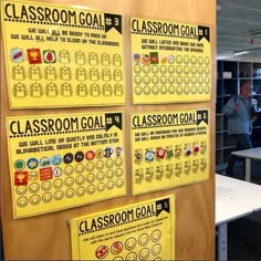 classroom goal posters on the wall in an office