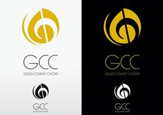 the logo for gccc gold coast choir, which is designed in black and yellow