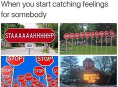 four different pictures with stop signs in spanish and english, one has the word stop written on it