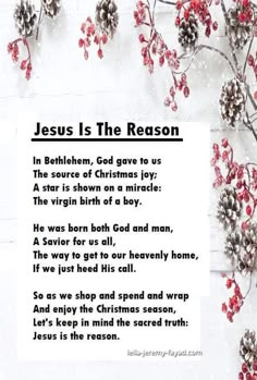 a christmas card with the words jesus is the reason