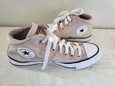 Converse Chuck Taylor All Star Hi Top Rose Gold Size 6.5 Please view and zoom all pictures for condition.  Pre owned and have a few "dings" overall nice! Rose Gold Converse High Tops, Blush Pink Converse, Beige Converse High-top Sneakers With Round Toe, Brown Converse High-top Sneakers With Rubber Toe Cap, Converse High-top Textile Sneakers With Round Toe, Hi Top, Converse Chuck Taylor All Star, Chuck Taylor All Star, Chuck Taylors