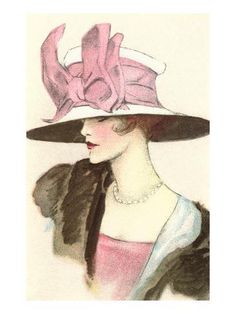 an illustration of a woman wearing a pink hat