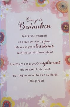 a pink and white sign with flowers in the background that says, one je bedauken