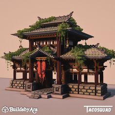 An overgrown Japanese entrance using the new tuff blocks! Built with my friend Tacosquad.mc. Now available on my Patreon as a Tier 3 Build! Minecraft Skin Base, Minecraft Fortress, Japanese Entrance, Abandoned Temple, Minecraft Id, Planet Caravan, Minecraft Build Hacks, Minecraft Base, Minecraft Japanese