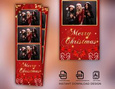 a christmas card with three photos on it