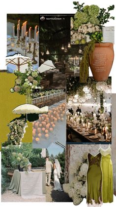 the collage shows many different types of flowers and candles in vases, including an umbrella