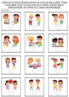 children's pictures with different expressions on them, including the words and numbers for each child