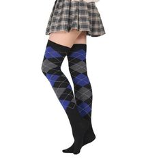 Size:Height::50cm Package Content: 1Pair Socks (without retail package) Size: One Size.  Color: Off-White.  Gender: female.  Age Group: adult.  Pattern: plaid. Tumblr Aesthetic Clothes, Egirl Clothes, Soft Girl Clothes, Over The Knee Socks, Thigh High Socks, Fishnet Tights, Punk Outfits, Thigh High Stockings, Long Socks