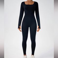 Women's Solid Ribbed Long Sleeve Sports Second-Skin Feel Tight-Fitting Playsuit Jumpsuit, Workout Ribbed Long Sleeve Exercise Sportswear Bodysuits Bodycon Jumpsuit, New Trendy Seamless Jumpsuits One-Piece Yoga Suit Athletic Lounge Wear, Active Bodysuit, One Piece Ladies, Pocket Sweatpants, Yoga Jumpsuit, Smart Fit, Body Suits, Bodysuit Jumpsuit, Yoga Suit