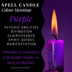 Purple Candle Meaning, Purple Candle Magic, Thursday Magick, Colour Magick, Fire Magick, Candle Magic Colors, Incense Magic