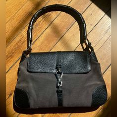 Vintage Gucci Jackie Bag Iconic Tom Ford Era Canvas And Leather Bamboo Handle Black And Off Black Silver Hardware In Near Perfect Condition Comes With Dust Bag Vintage Gucci Jackie, Gucci Bamboo, Bamboo Handles, Gucci Bags, Off Black, Gucci Jackie Bag, Silver Hardware, Vintage Gucci, Tom Ford