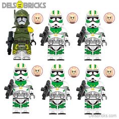 the lego star wars character is shown in different poses and sizes, including trooper troopers