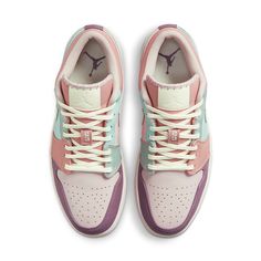 This Air Jordan 1 Low ‘Multi Pastel’ features stitching on the lateral heel and tongue with Sail laces and Swoosh logos. Furthermore, Light, aqua blues dress the lateral mid-panel, while the side opposite opts for pink. Lastly, a Grey rubber outsole completed the design. SKU: DJ5196-615 Release Date: Spring/Summer 2021 Color: Teal/Pink/Purple/Yellow Jordan Lows, Aqua Blue Dress, Nike Air Jordan 1 Low, Sneaker Games, Swag Shoes, Air Jordan 1 Low, Teal And Pink, Jordan 1 Low, Womens Basketball