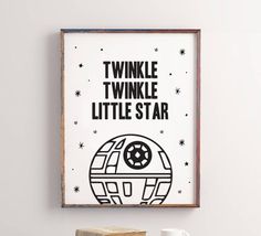 a star wars poster with the words twinkle twinkle little star in black and white on it