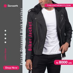 Furton Distressed Black Leather Biker Jacket For Men ABOUT: This unique Jacket is made of High-Quality Genuine SHEEP-SKIN Leather. Its leather is very glamorous that makes it very adaptable to wear on any occasion. The Jacket is professionally cut and stitched throughout as following International Standards. Great Choice for Casual & Parties. 100% Money-Back Guarantee. #TheLeatherFit #Leather_Jackets_For_Men #Leather_Jacket_For_Women