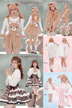 2023 holiday cute outfits. Kawaii animal ears design winter dresses, shorts, skirts and coats. Winter Outfits Anime, Kawaii Winter Outfits, Animal Ears, Kawaii Animals, All White, Winter Dresses, Dream Wardrobe, Holiday Outfits