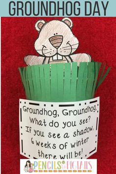 groundhog is sitting in a paper cup with the words groundhog day written on it