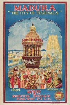 an advertisement for madura the city of festivals, with images of people in india