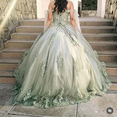 Beautiful, Like New Sage Dress. Perfect For A Special Occasion. Sage With Corset Top And Adjustable Strap. Quinceanera Dresses Corset, Sage Green Quinceanera Dresses, Sage Green Quinceanera, Green Quinceanera Dresses, Green Ball Gown, Quinceñera Dresses, Green Wedding Dresses, Dress Sage, Sage Dress