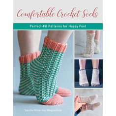 Keep everyones toes warm and happy with 10 crochet sock patterns designed to be the ultimate in style and comfort. Detailed instructions for cables, lace, chevrons, and more include a range of sizes for the whole family from babies through adult, and for both men and women. Includes detailed written instructions and stitch diagrams for more advanced stitches. Softcover. This book includes 10 crochet sock patterns with an intro to sock yarn, a guide to sizes, and tips for making socks extra speci Crochet Sock Pattern, Crochet Socks Pattern, Crochet Nursery, Hand Knit Socks, Crochet Socks, Comfortable Socks, Crochet Books, Sock Patterns, Baby Socks