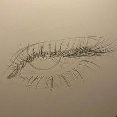 a drawing of an eye with long lashes