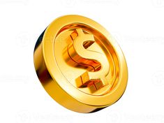 a golden dollar sign on top of a white background