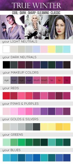 True Winter Palette, Color Analysis Winter, True Winter Color Palette, Cool Winter Color Palette, Mode Tips