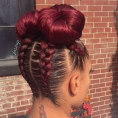 Updo Cabello Natural, Red Braids, Bun Braid, Braids With Shaved Sides, Two Braid Hairstyles, Black Hair Updo Hairstyles, Protective Hairstyles For Natural Hair, Find Hairstyles, Simple Hair