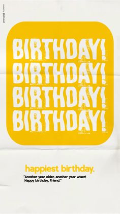 a birthday card with the words happy birthday written in white on an orange and yellow background