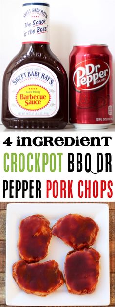 crockpot bbq or pepper pork chops on a white plate