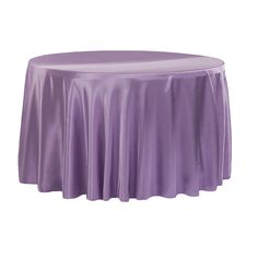 Satin 132 Round Tablecloth - Victorian Lilac/Wisteria - CV Linens 120 Round Tablecloth, Event Decor Direct, Sequin Table Runner, Chair Bands, Sequin Table, Table Overlays, Wedding Party Table, Round Table Top, Elegant Table Settings