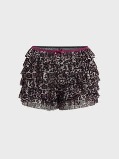 Kollyy offers stylish and concessional Shorts.. SPU: 48Q1FSH8K7B69, Color: Leopard, Theme:Summer, Elasticity:High Elasticity. Clothing Websites, Ruffle Shorts, Straight Pants, Cheetah Print, Short Pants, Ruffles, Leopard Print, Mesh, High Quality